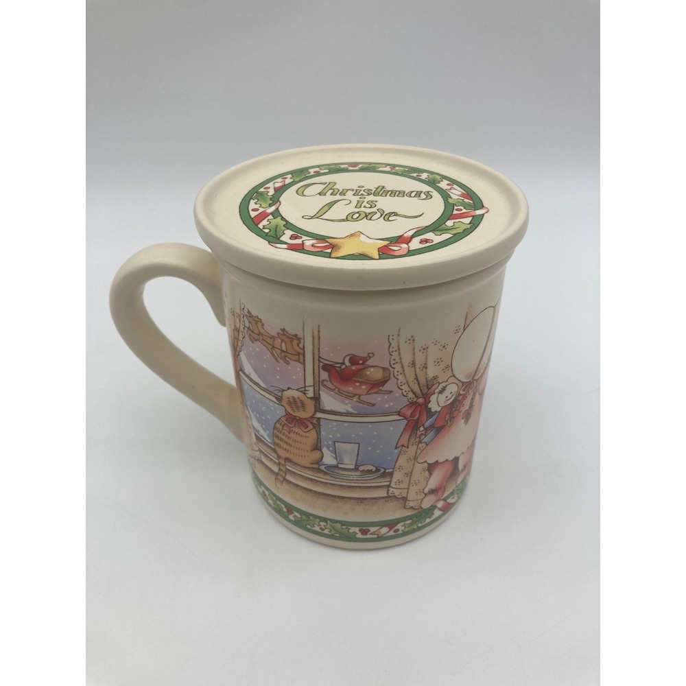 Vintage 1990 Watkins Country Kids Christmas Is Love Mug Coaster Lid #5